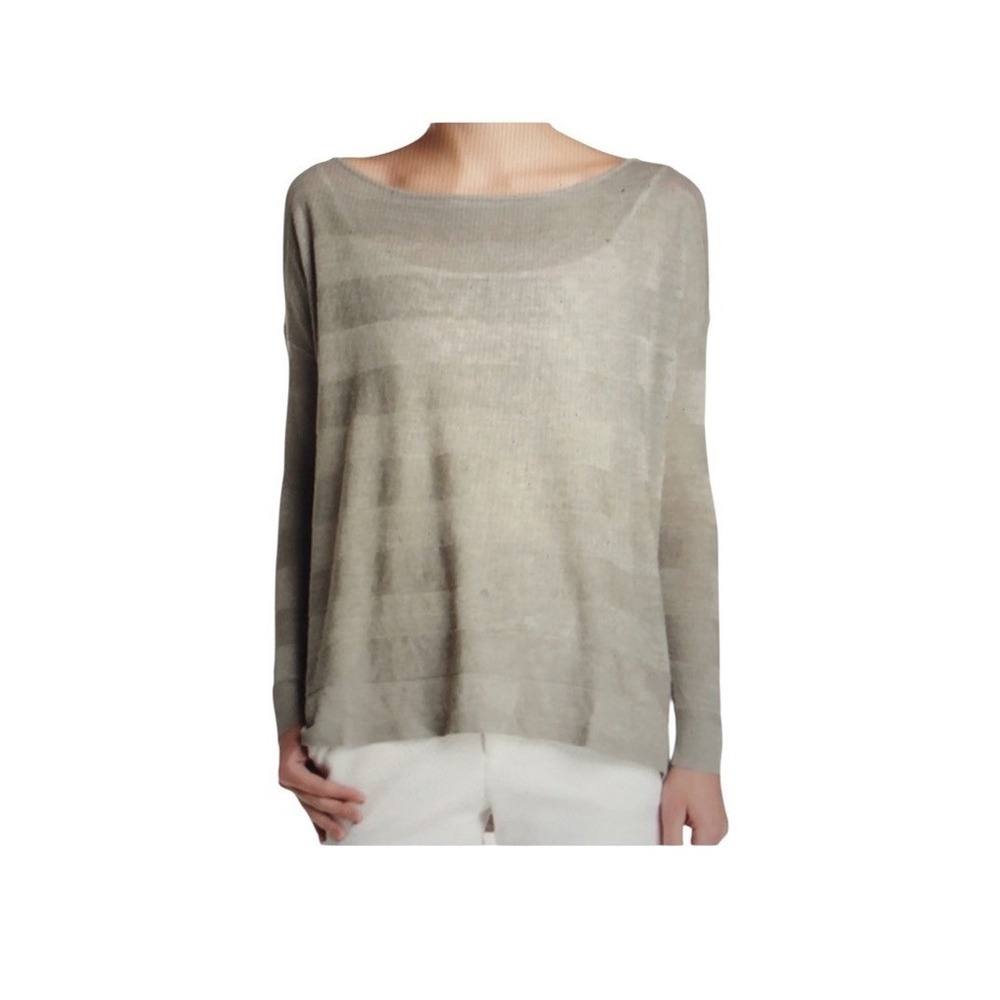 Alice & Olivia Sweater Size M 100% Linen Lightweight Taupe Minimalist Coastal